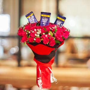 Red Roses And Chocolate Bouquet